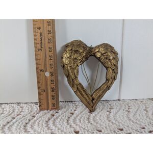 Gold Angel Wings in Heart Shape Tree Ornament